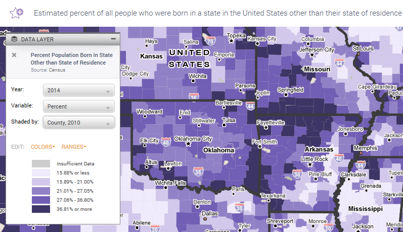 Migration across state borders in Arkansas, Missouri and Oklahoma