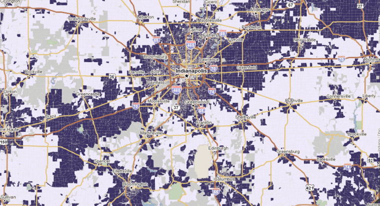 Basic Broadband Availability Around Indianapolis