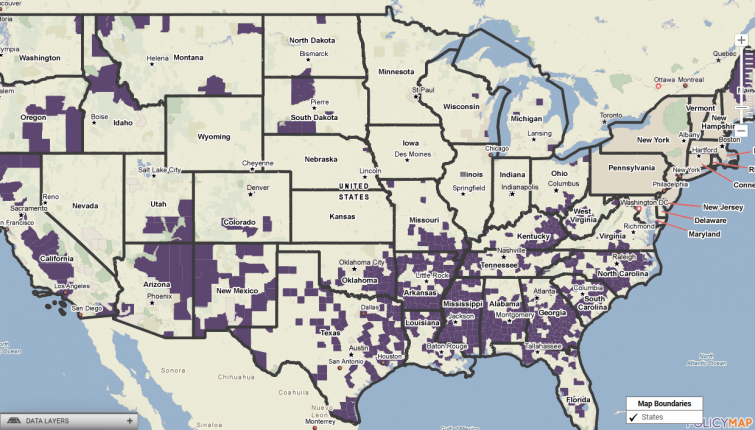 Counties with above average rates of seniors in poverty AND food insecure populations