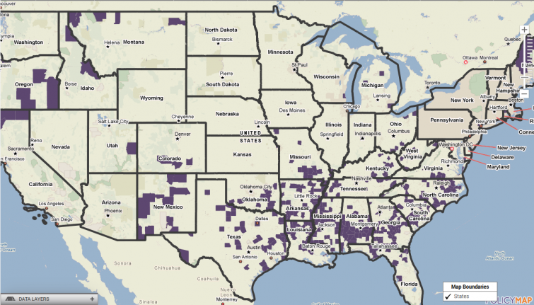 Counties with above average concentrations of seniors living in poverty, food insecurity and persons living alone