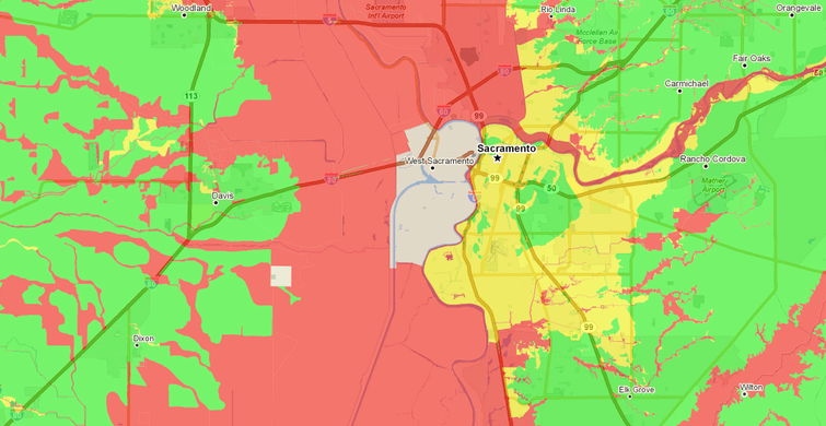 Flood risk in Sacramento