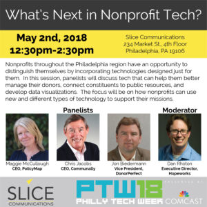 What's Next in Nonprofit Tech? May 2nd, 2018 12:30-2:30pm