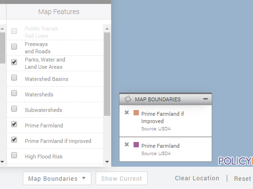 Map Boundaries menu
