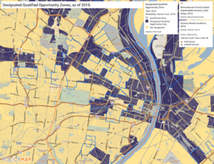 Qualified Opportunity Zones, Limited Supermarket Access Areas, and grovery retail locations in St. Louis