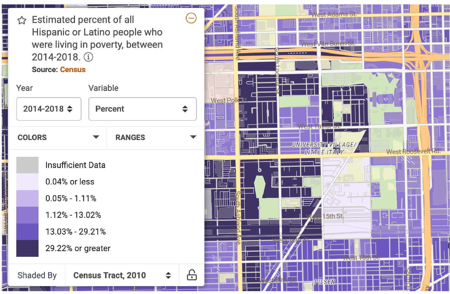 Map Showing Hispanic or Latino People in Poverty