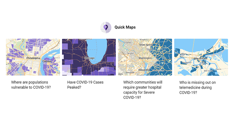 Close-ups of four quick maps