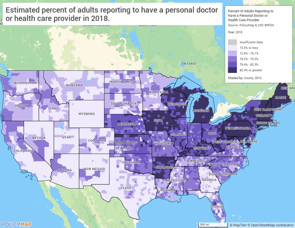 Map of Access to Primary Care In United States