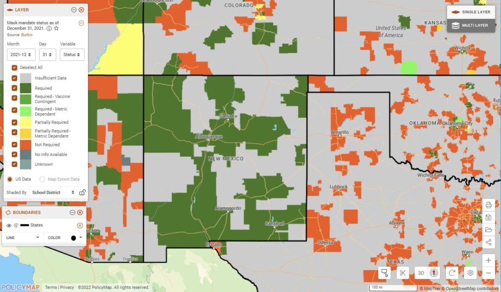 mask mandate map new mexico