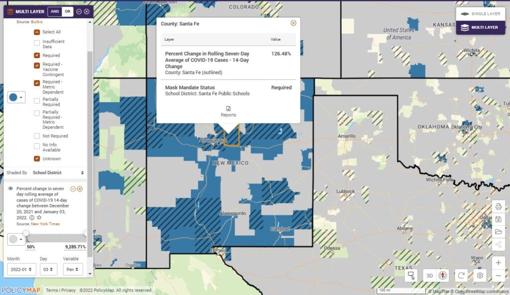 Mask Mandate Map New Mexico with COVID Cases