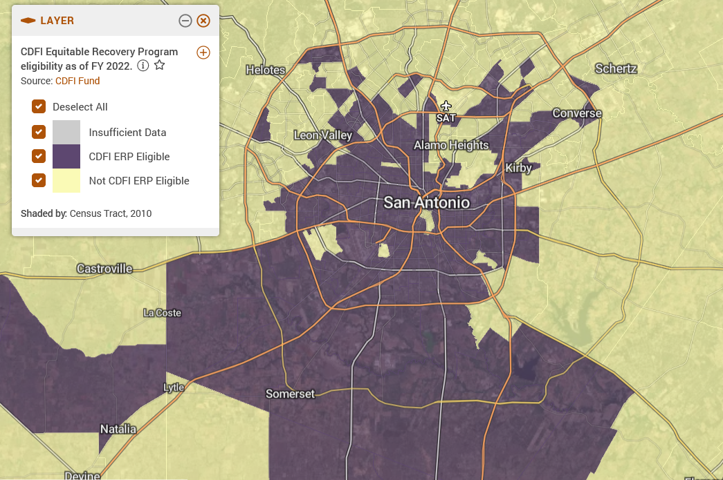 Cdfi Map Helping CDFIs Locate Equitable Recovery Program Eligible Areas