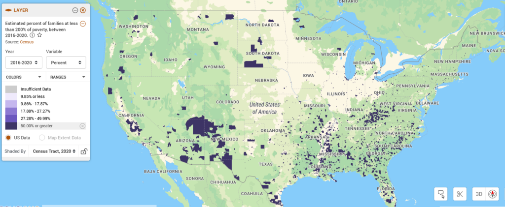 Percent of Families At Less than 200% of Poverty