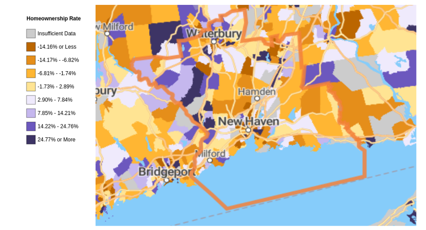 Homeownership Rate by Neighborhood: New Haven, CT (2020)