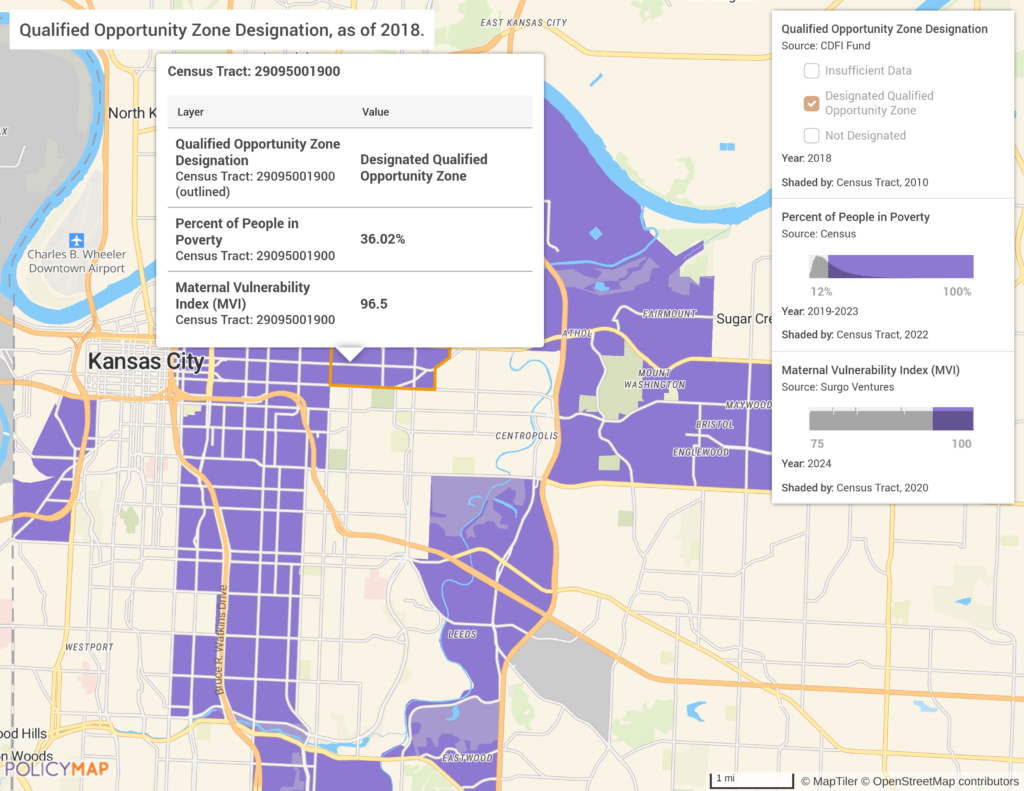 Qualified Opportunity Zone Designation in Kansas City Map